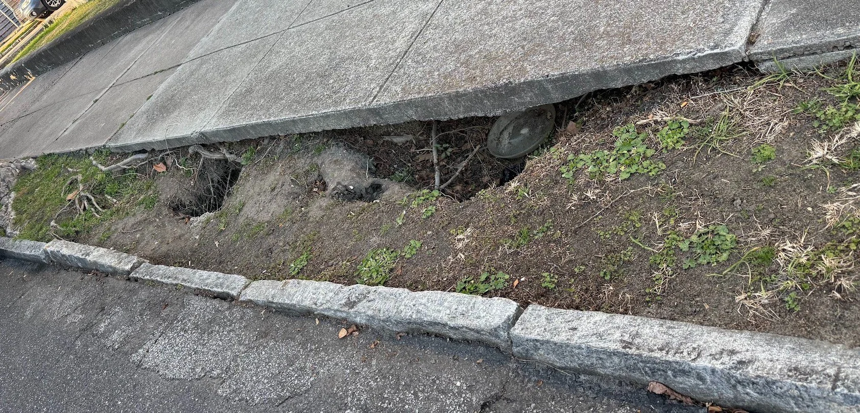 Side walk hollow underneath from erosion