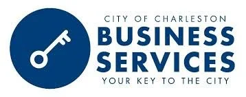 City of Charleston Business Services with a white key in blue circle 