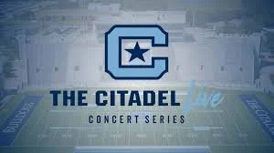 The Citadel Concert Series written in Blue on football field