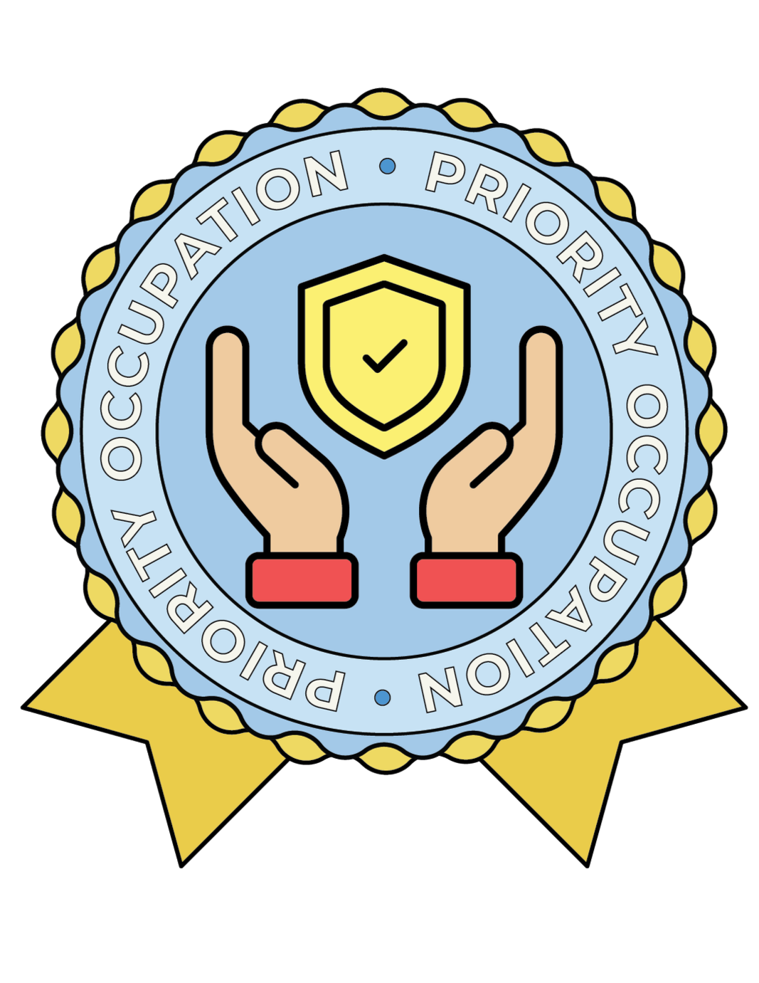 This Insurance Sales Agent badge is one of the 15 Priority Occupation designs created but one of the few with color representing the stickers ability to be colored in by students. Each badge highlights a high-demand, priority occupation. This design 