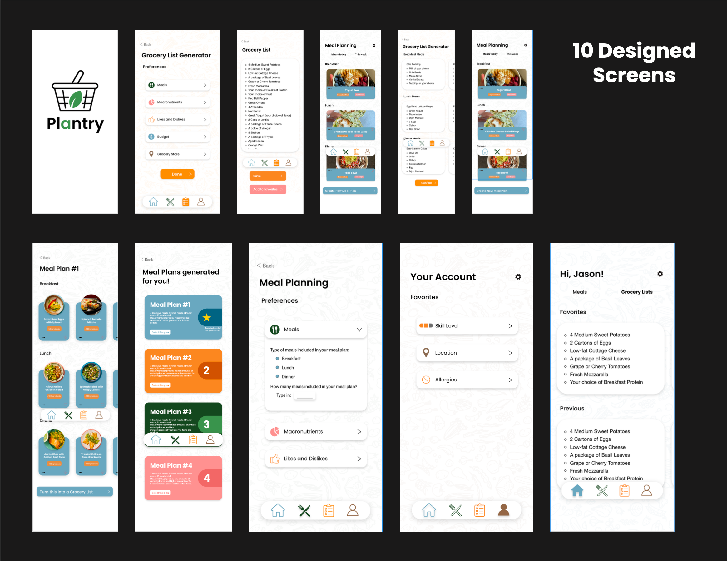 The final screens apply the complete design system, showcasing ten designed, polished interfaces and cohesive screens throughout the app. This stage represents the culmination of strategy, structure, and visual style before the execution of the final