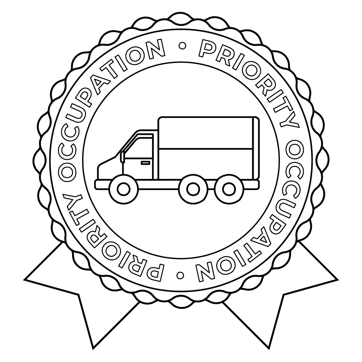 This Truck Driver badge is one of the 15 Priority Occupation designs created. Each badge highlights a high-demand, priority occupation. This design represents the transportation and logistics field, specifically professionals who move goods and mater