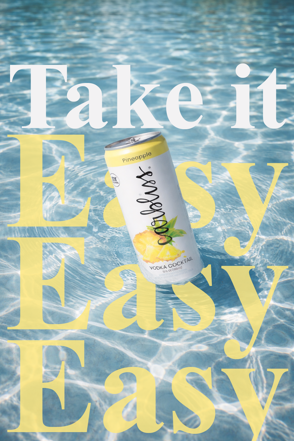 This spring break–inspired Carbliss visual was created using AI image generation to capture a bright, carefree poolside moment, featuring the Pineapple can floating effortlessly in clear blue water. I refined the prompts to achieve realistic light re