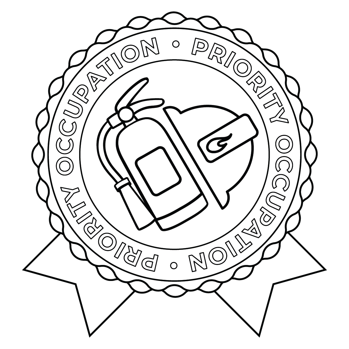 This Firefighter badge is one of the 15 Priority Occupation designs created. Each badge highlights a high-demand, priority occupation. This design represents the public safety and emergency response field, specifically professionals who protect commu