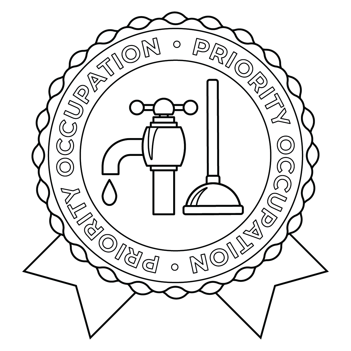 This Plumber badge is one of the 15 Priority Occupation designs created. Each badge highlights a high-demand, priority occupation. This design represents the skilled trades and infrastructure field, specifically professionals who install and repair w