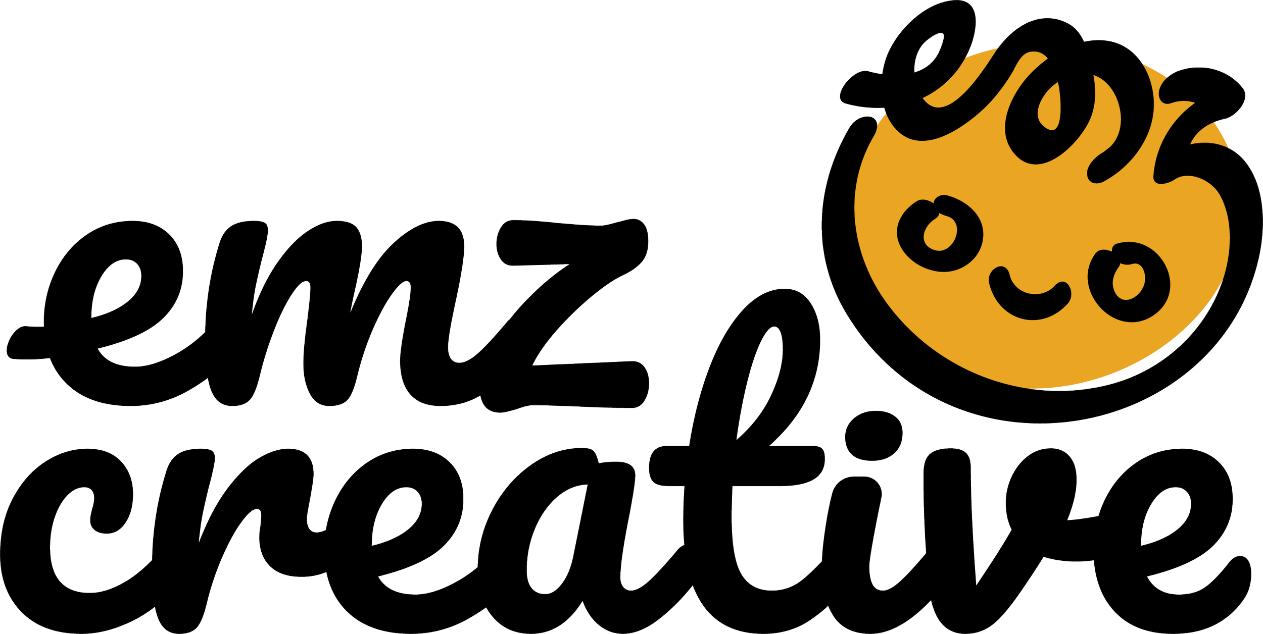 black text logo saying emz creative with a yellow smiley
