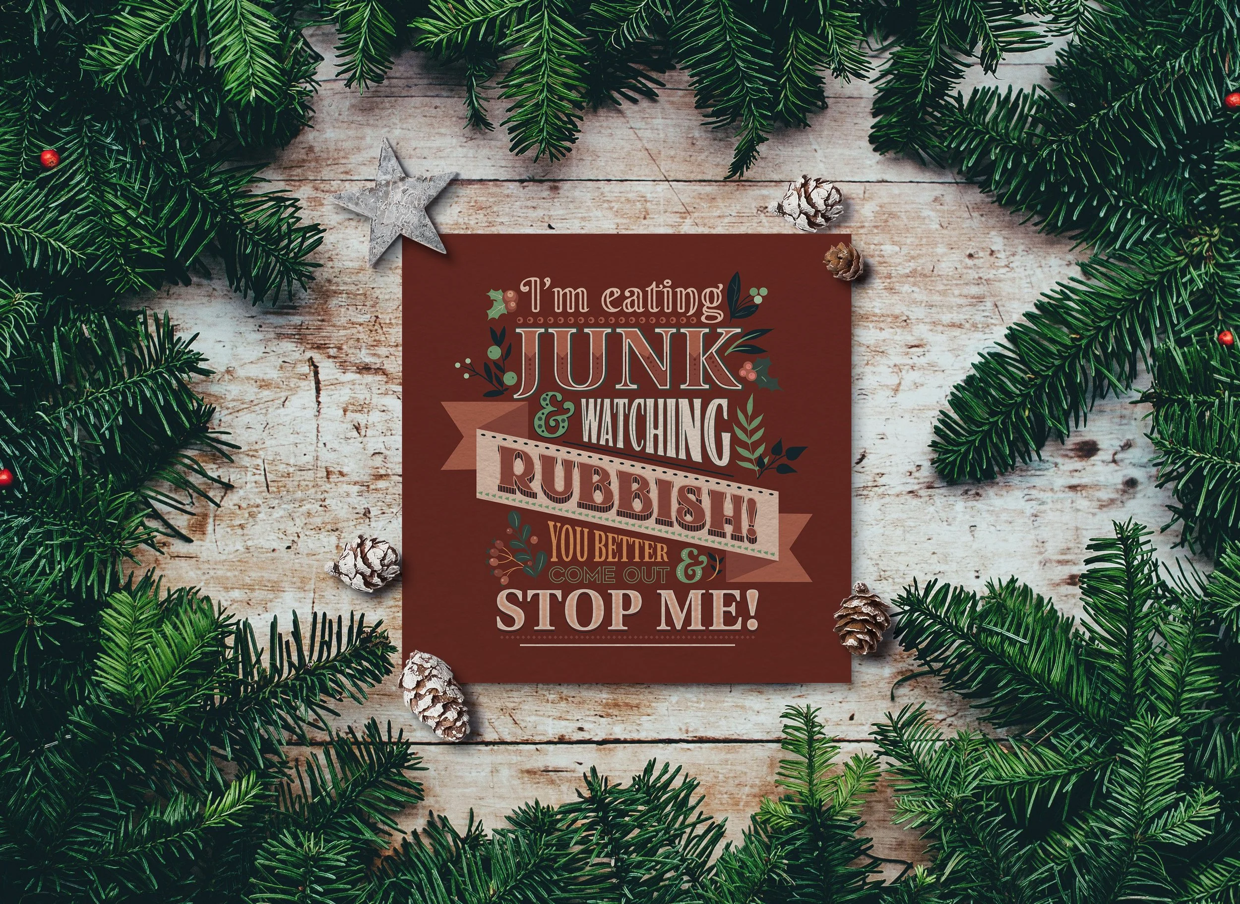 Christmas card featuring a decorative quote from holiday film Home Alone