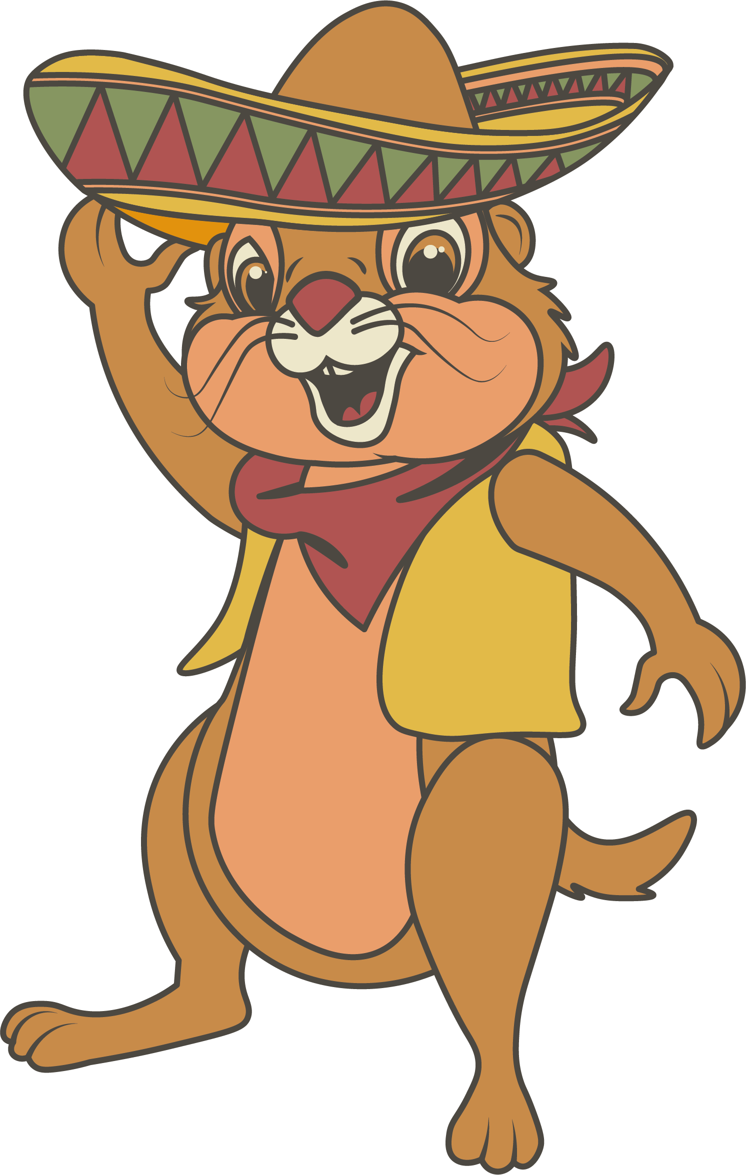 cartoon character of a groundhog with a Mexican sombrero hat