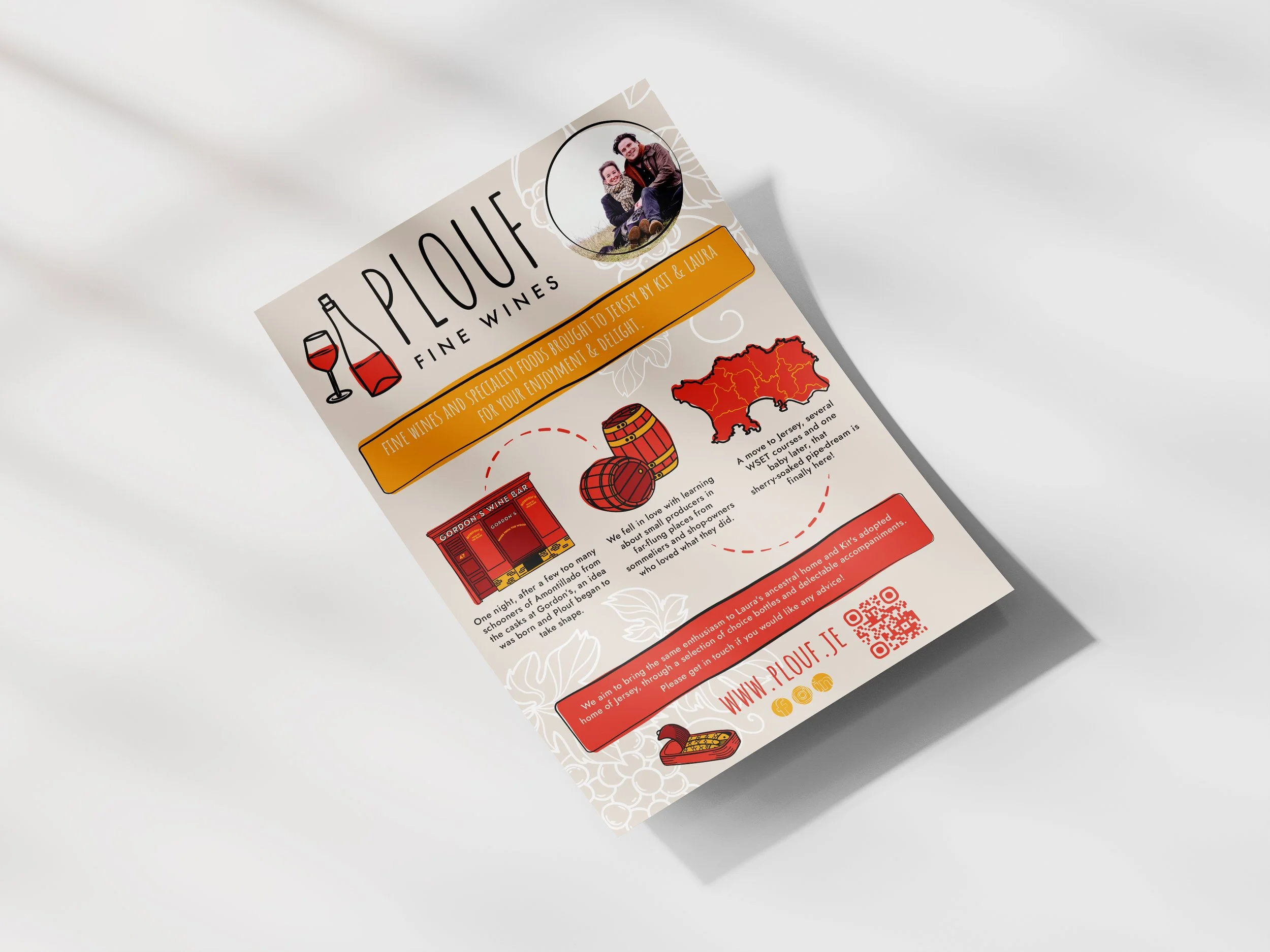 Infographic for wine business with branded illustrations and facts