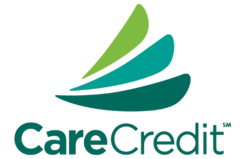 CareCredit logo with stylized green and teal arcs above text.