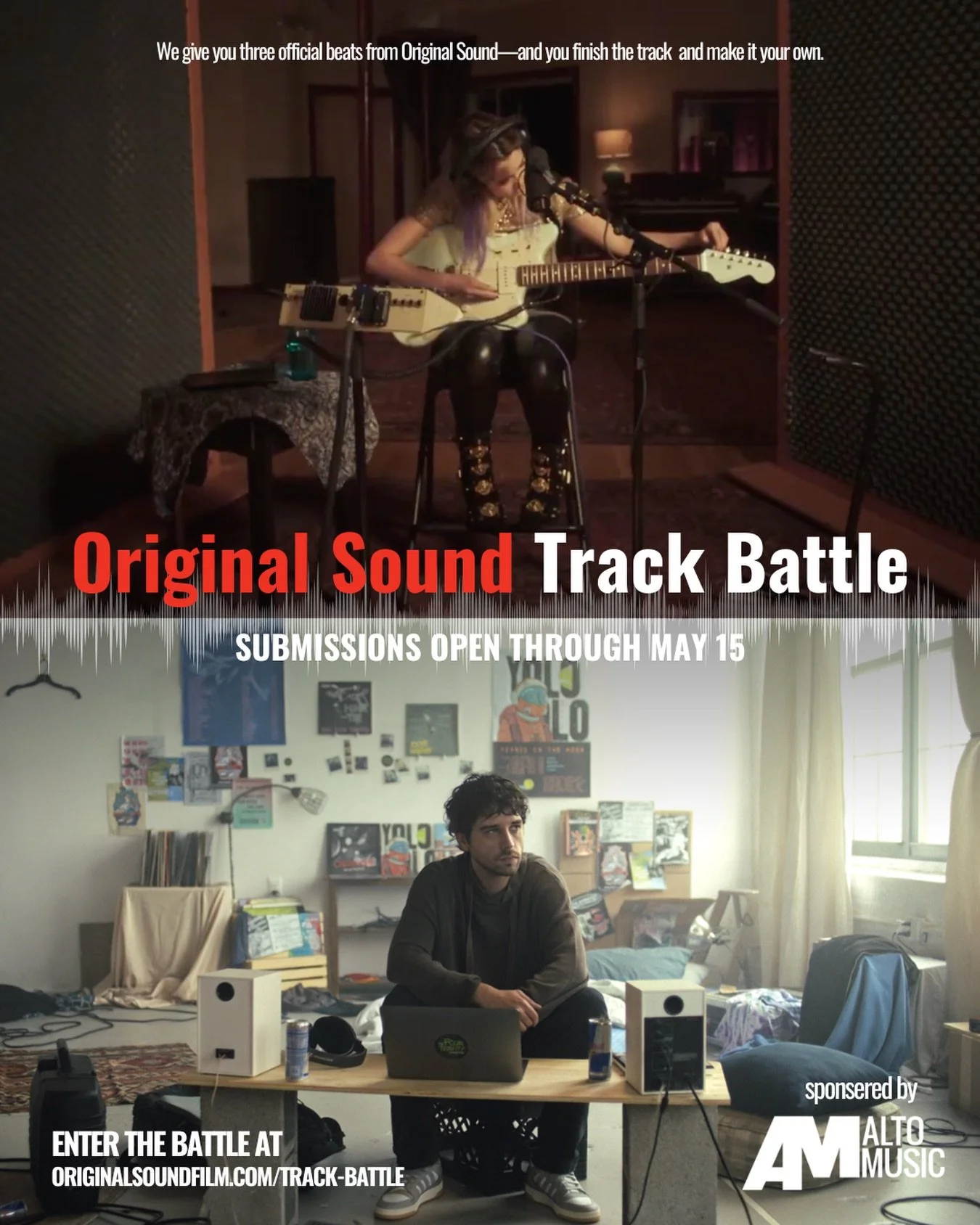 Attention music producers, artists, musicians &amp; more... submissions for the ORIGINAL SOUND TRACK BATTLE are still now through May 15!

Download one of the beats from the film and transform it into your own original track fora chance to win mics f