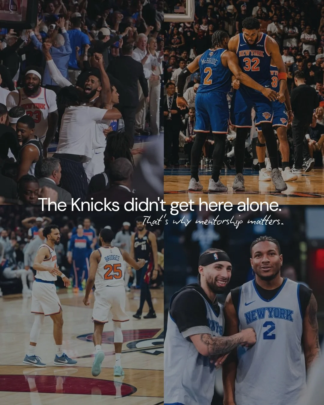 Watching the Knicks this week is a reminder of something simple: nobody gets there alone.
Behind every great team are coaches, teammates, mentors, and people who push each other to be better. The same is true in business, leadership, and life. A lot 
