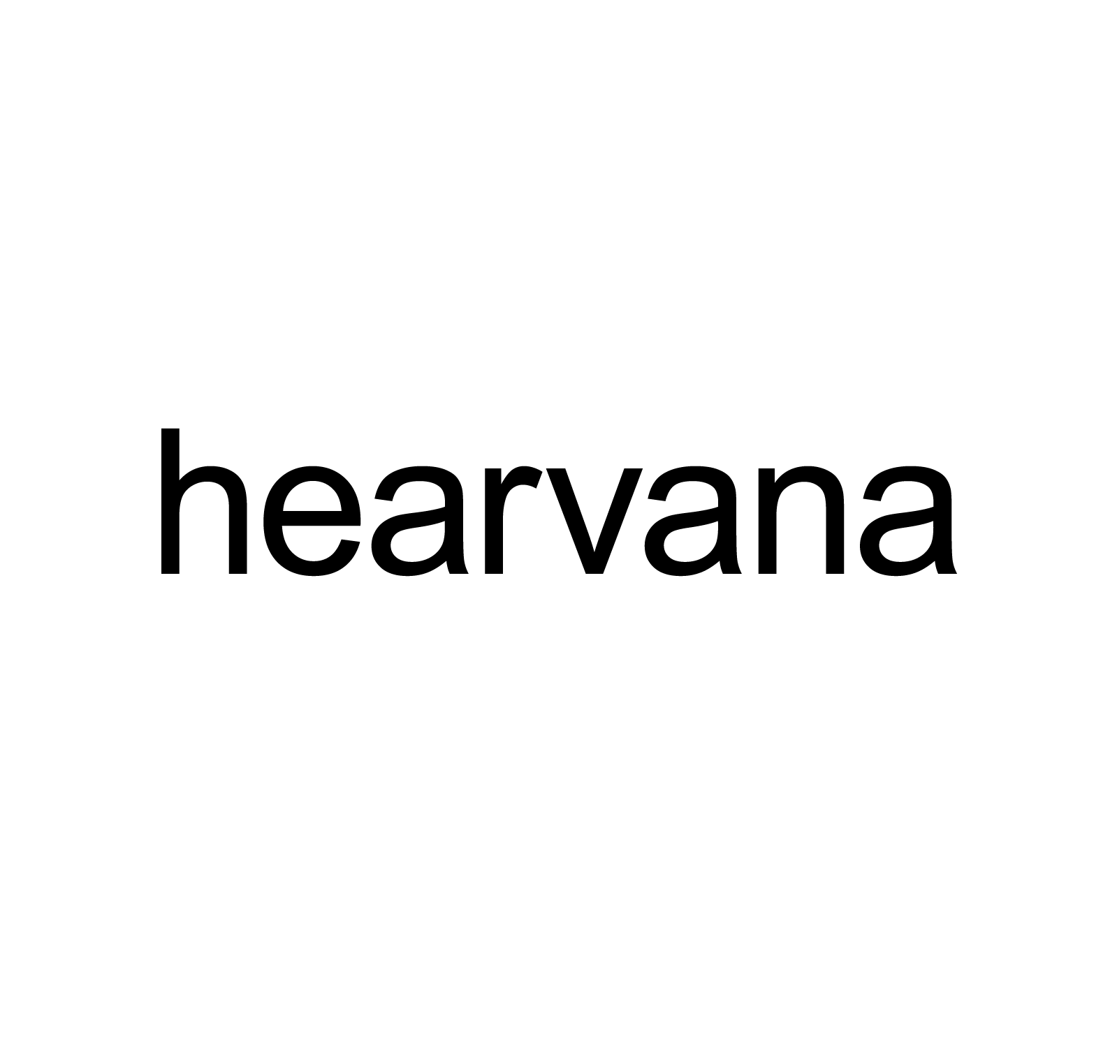 Text reading 'hearvana' on a white background