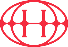 Red and black logo with a stylized globe and the letter H in the center.