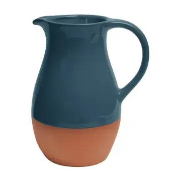 Sintra Glazed Terracotta Jug - Ink Blue
