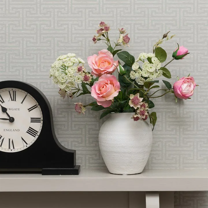 Roses and Astrantia Arrangement in Ceramic Vase