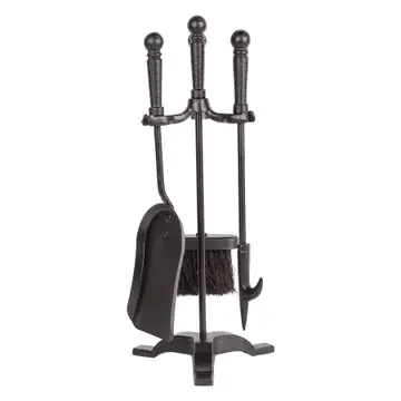 4pc Black 'Arundel' Fireside Companion Set - Hammer & Tongs