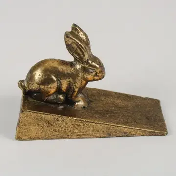 Antique-Style Brass Rabbit Doorstop Wedge – Rustic Door Stop