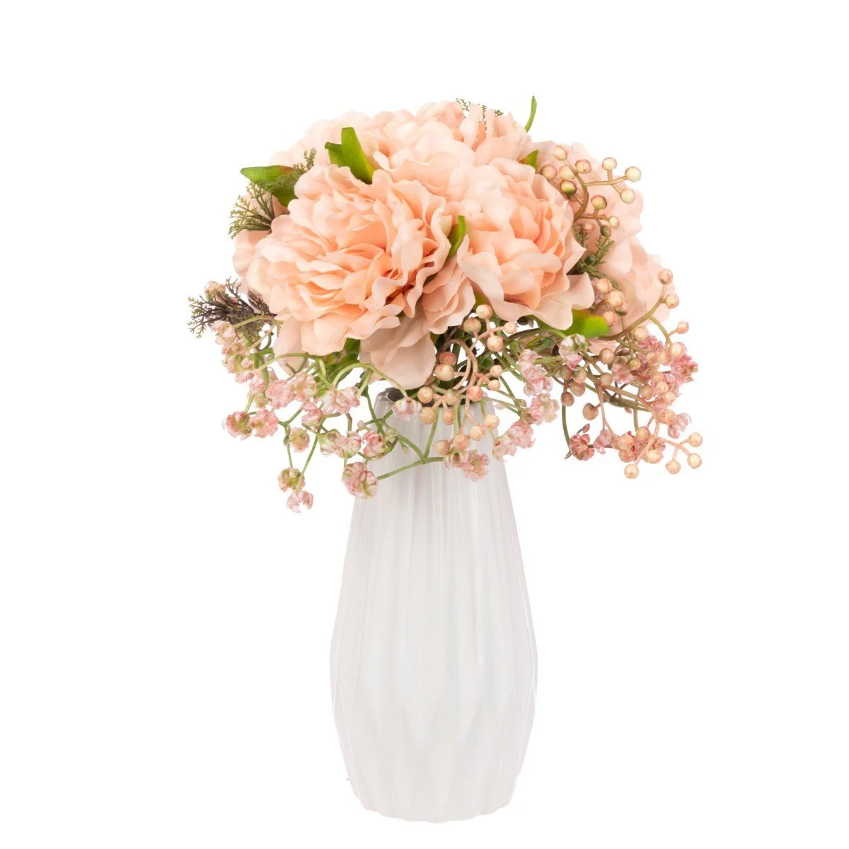 Peony and Gypsophila in Vase Floralsilk