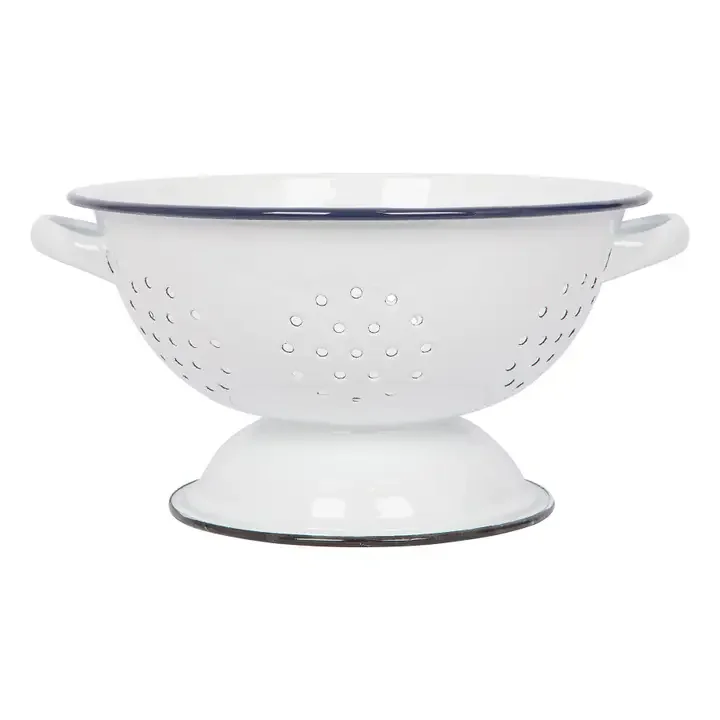 23.5cm White Enamel Colander - By Argon Tableware