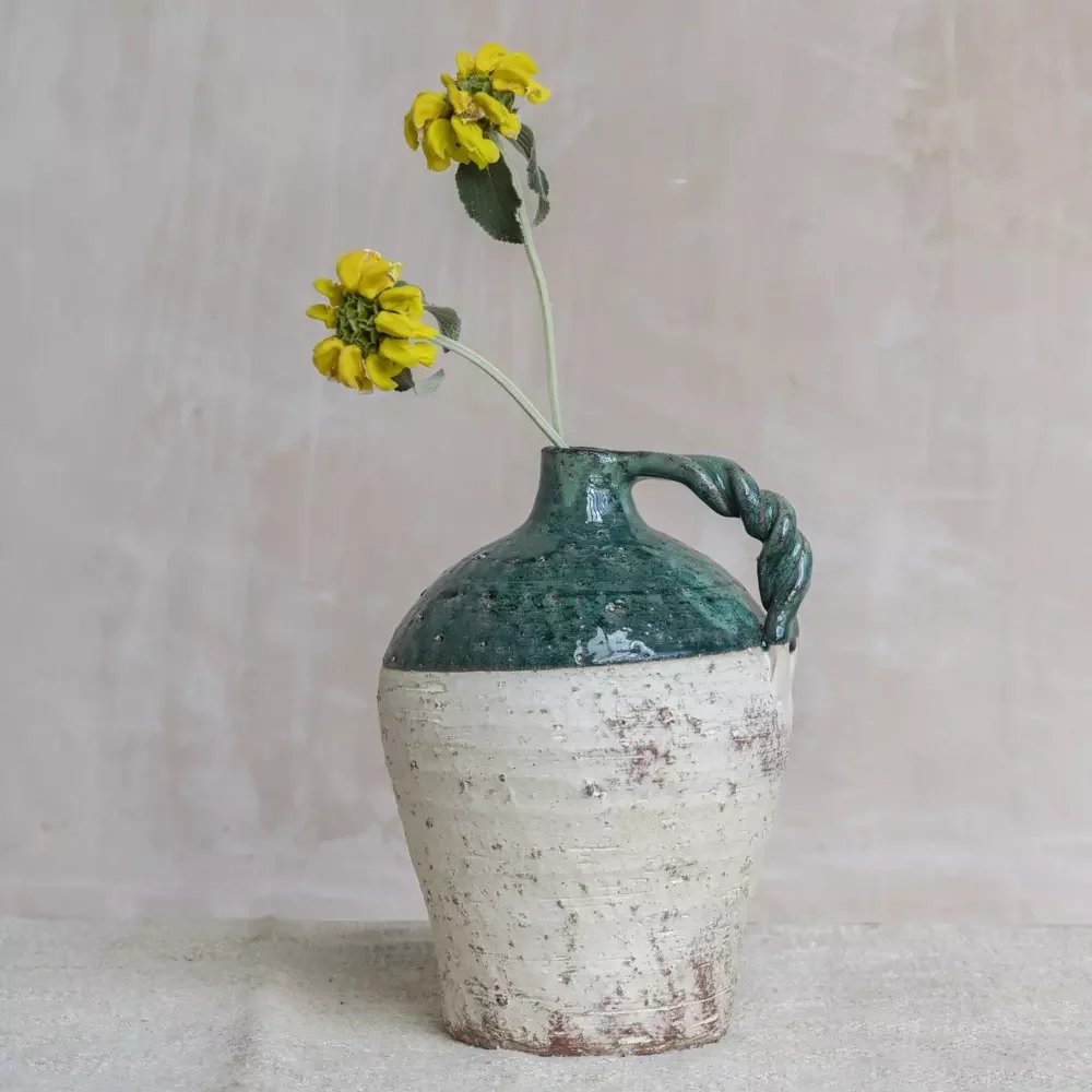 Vase With Green Handles