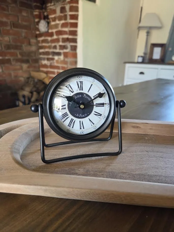 Black Parisian Desk Clock- Vintage Roman Numeral Table Clock