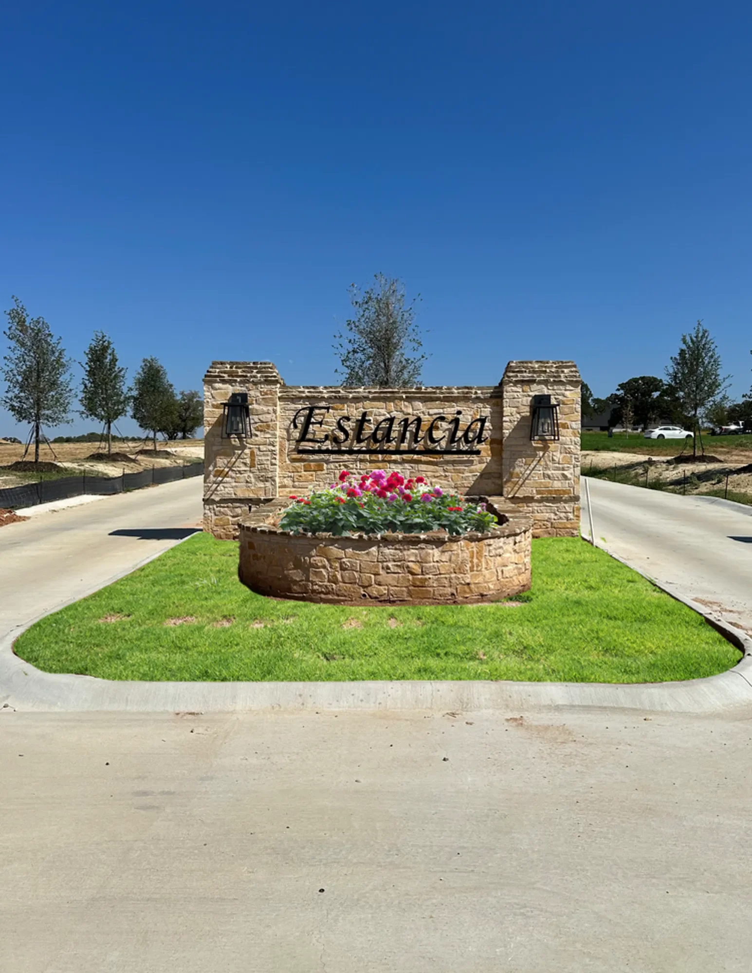 Entrance gate to Estancia community in Weatherford TX private gated neighborhood