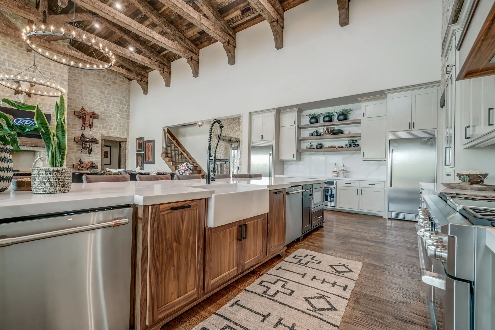 Custom western style home in Weatherford TX built by MK Homes with acreage and rustic design