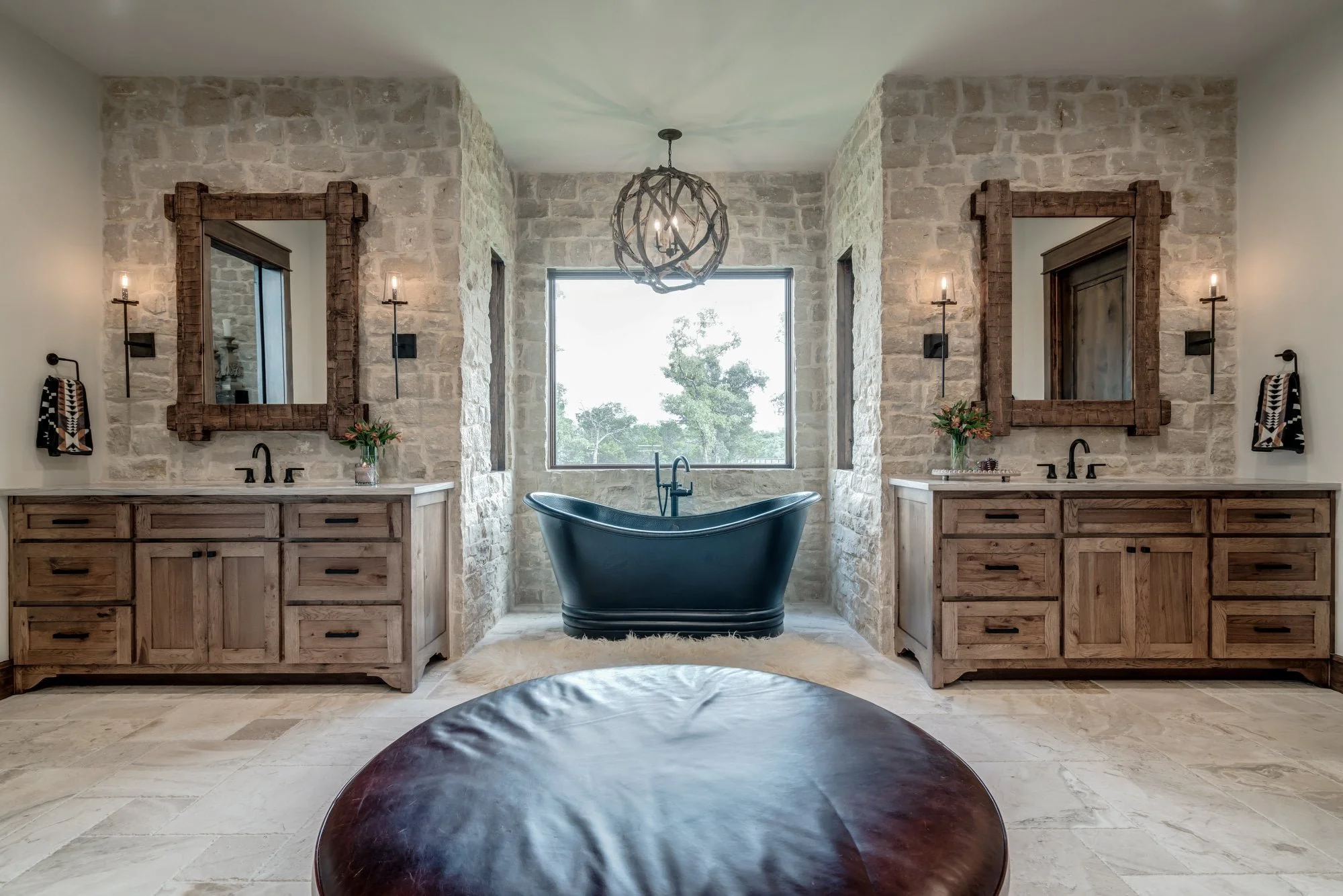 Custom ranch home in Parker County TX with western architecture and open land