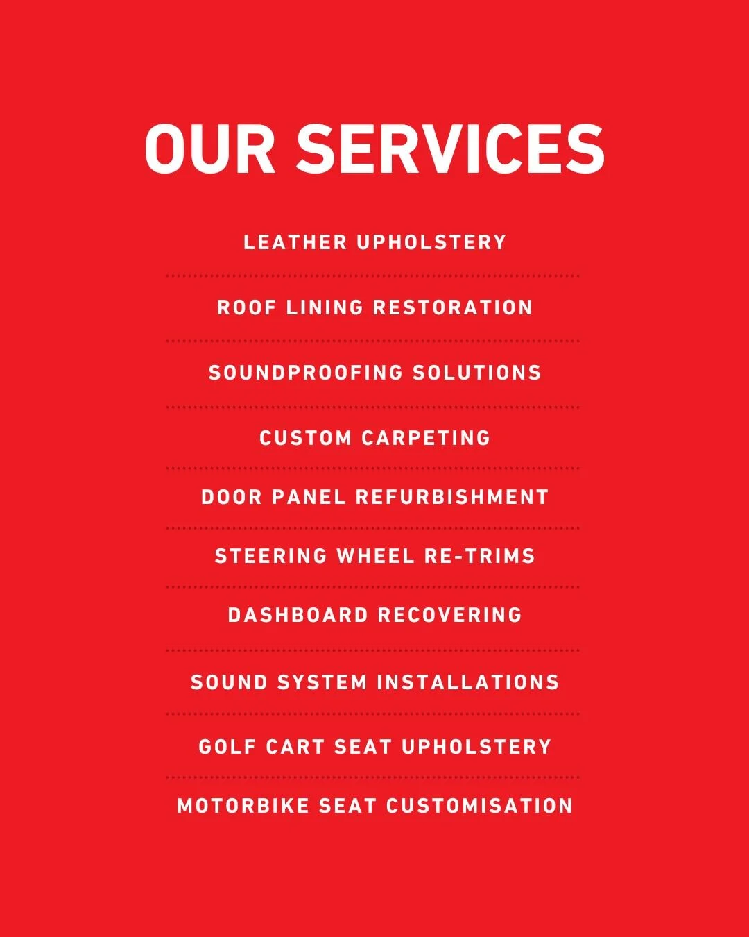 Everything your interior needs.
One workshop. 

#AutoLeatherworx #LeatherCraftsmanship #CustomInteriors #AutomotiveUpholstery #CarInterior #LuxuryInteriors