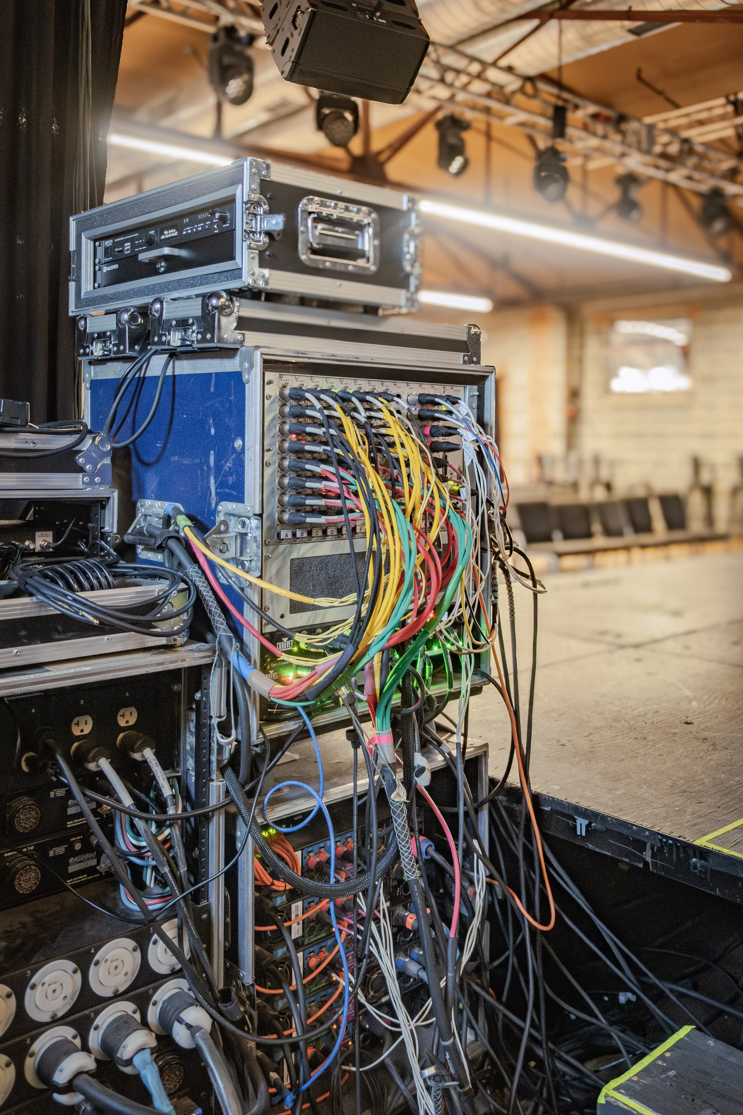  A stack of Crown I-Tech 4x3500 power amps, used to power the PA. 