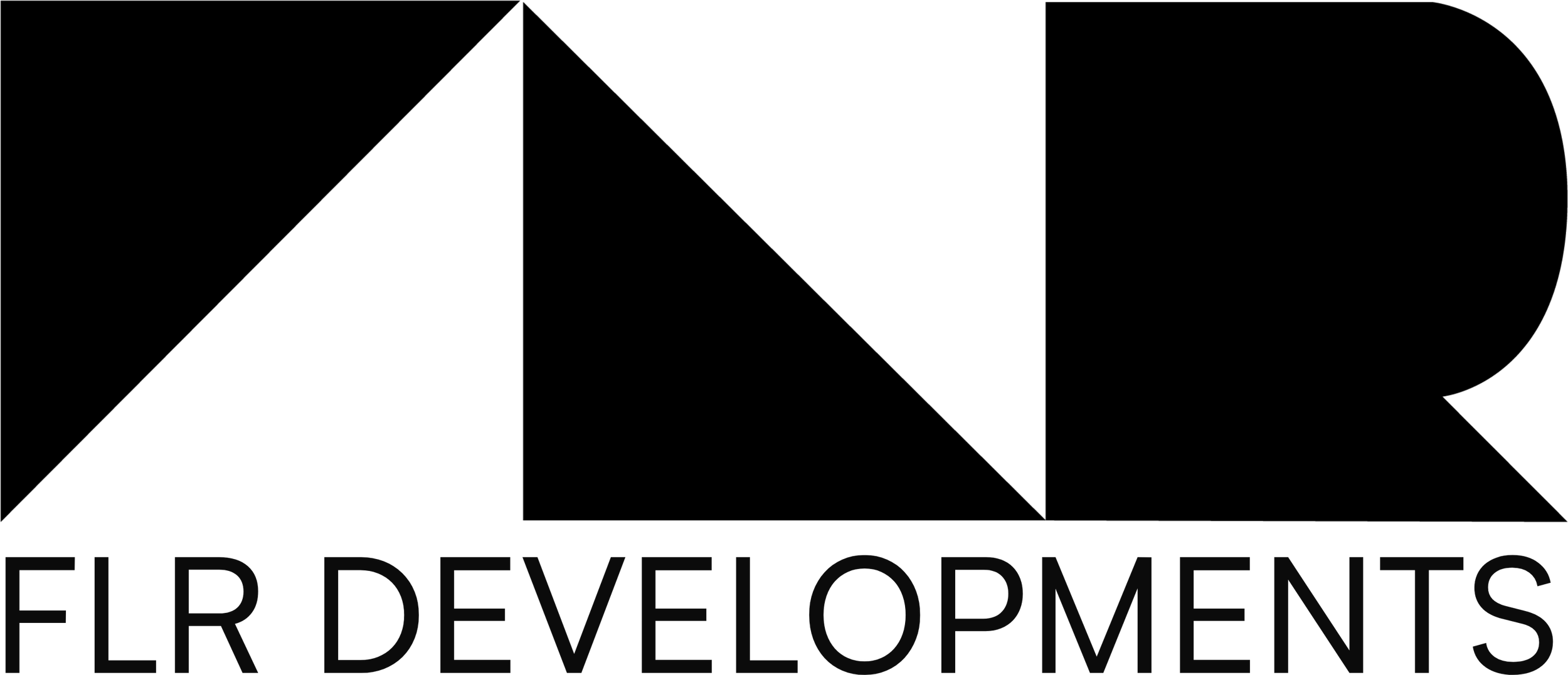 Black and white logo with a bee icon and the text FLR DEVELOPMENTS