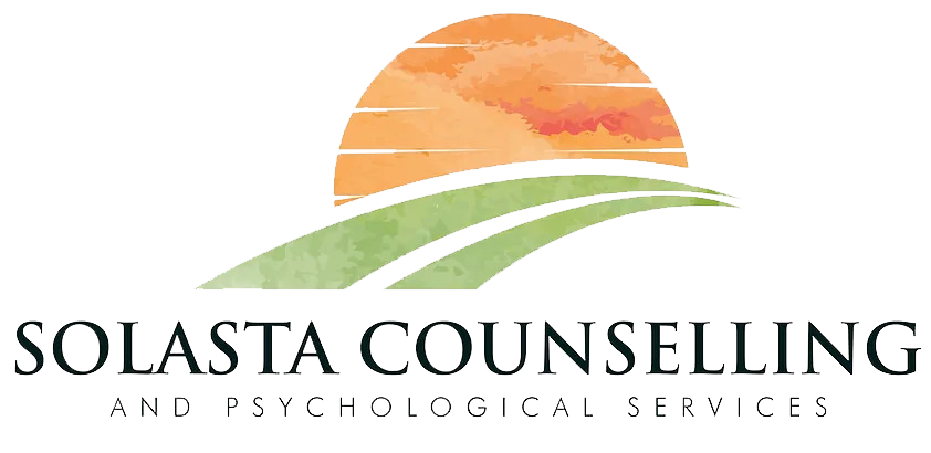 Logo for Solasta Counseling with a sun and mountain design.