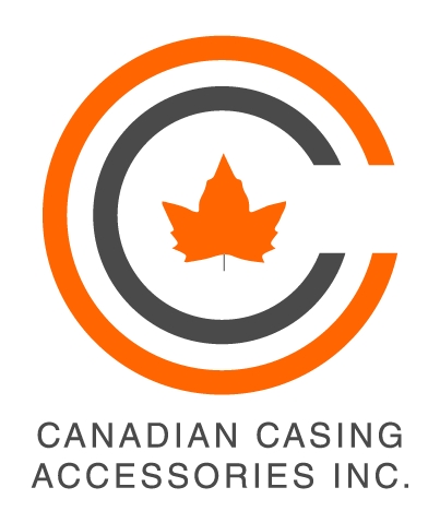 Logo of Canadian Casing Accessories Inc., featuring a stylized orange maple leaf within a black and orange circular design.