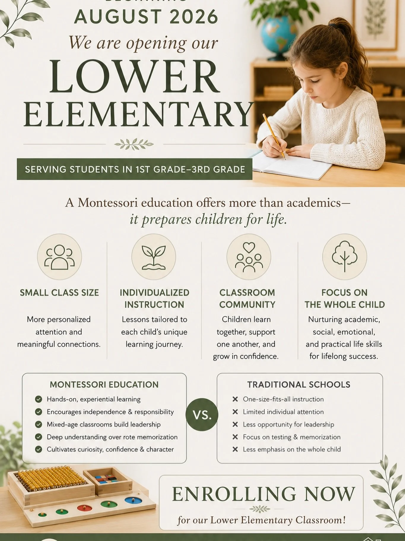 Looking for a Montessori continuation option after Kindergarten?

BRMS is excited to announce the opening of our Lower Elementary classroom beginning August 2026 for students in 1st&ndash;3rd grade!

Our program is being thoughtfully designed to supp