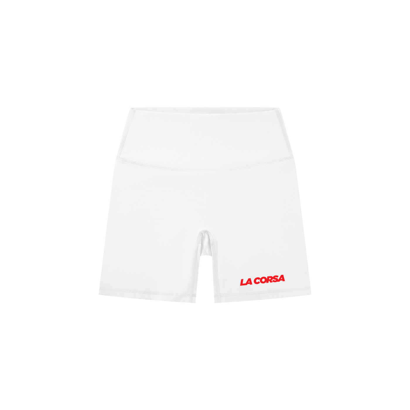 Women's High-Waisted Biker Shorts Red Text