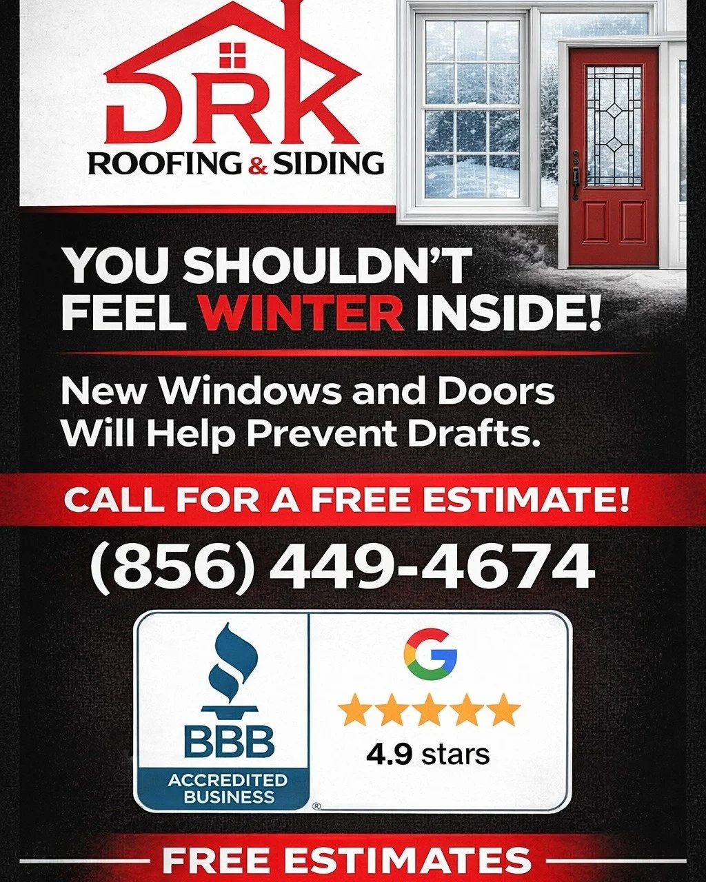 ❄️ YOU SHOULDN&rsquo;T FEEL WINTER INSIDE YOUR HOME! ❄️

If cold drafts are sneaking in, it may be time for new windows and doors. At DRK Roofing &amp; Siding, we install high-quality, energy-efficient windows and doors designed to keep your home war