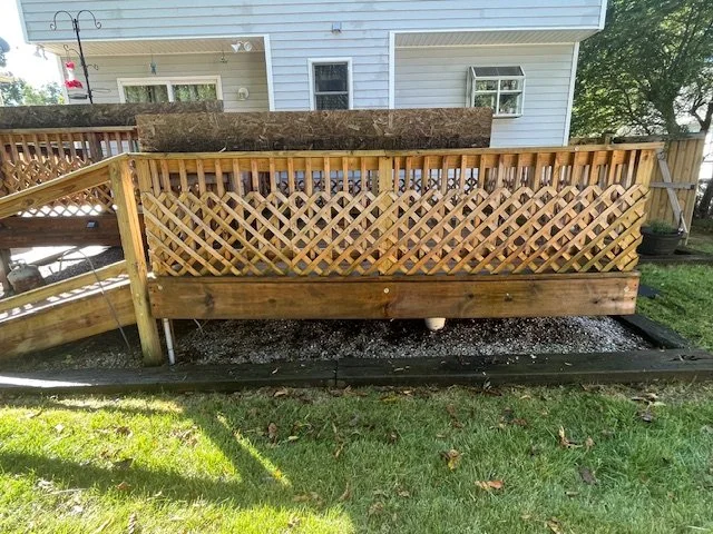 newly power washed wood deck. Ready to be stained or painted