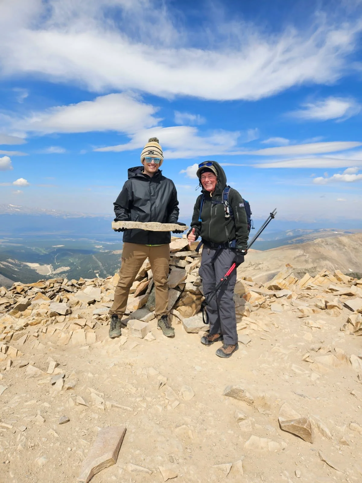 Jim & Travis summit Mt. Sherman (14,043 ft) — real altitude prep for Kilimanjaro via Lemosho Route