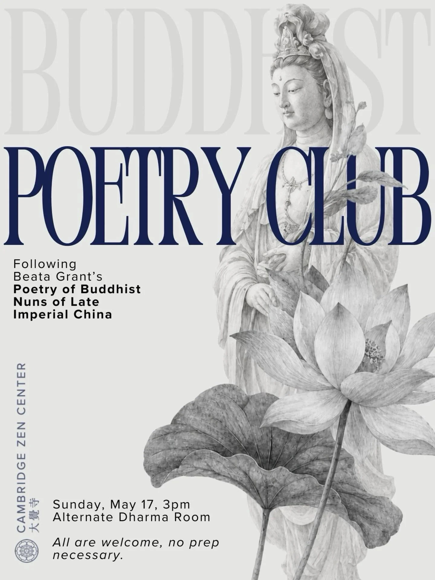 CZC Poetry Club this Sunday after Young Zen! 3pm in our Alternative Dharma Hall continuing on the Anthology of poetry by Buddhist nuns of late Imperial China 📘🪷 

#zencenter #zenpoetry #poetry #nuns #poetryclub