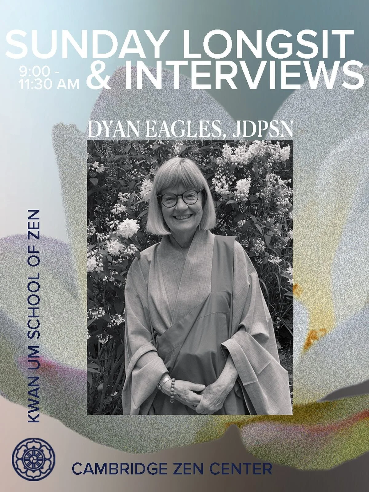 Happy Friday! Join us this week for our Sunday long sit + interviews with Guiding Teacher Dyan Eagles, JDPSN 🌼 9:00-11:30 AM in our main dharma hall. 

Sunday Long Sittings are an extended period of alternating sitting and walking meditation that su