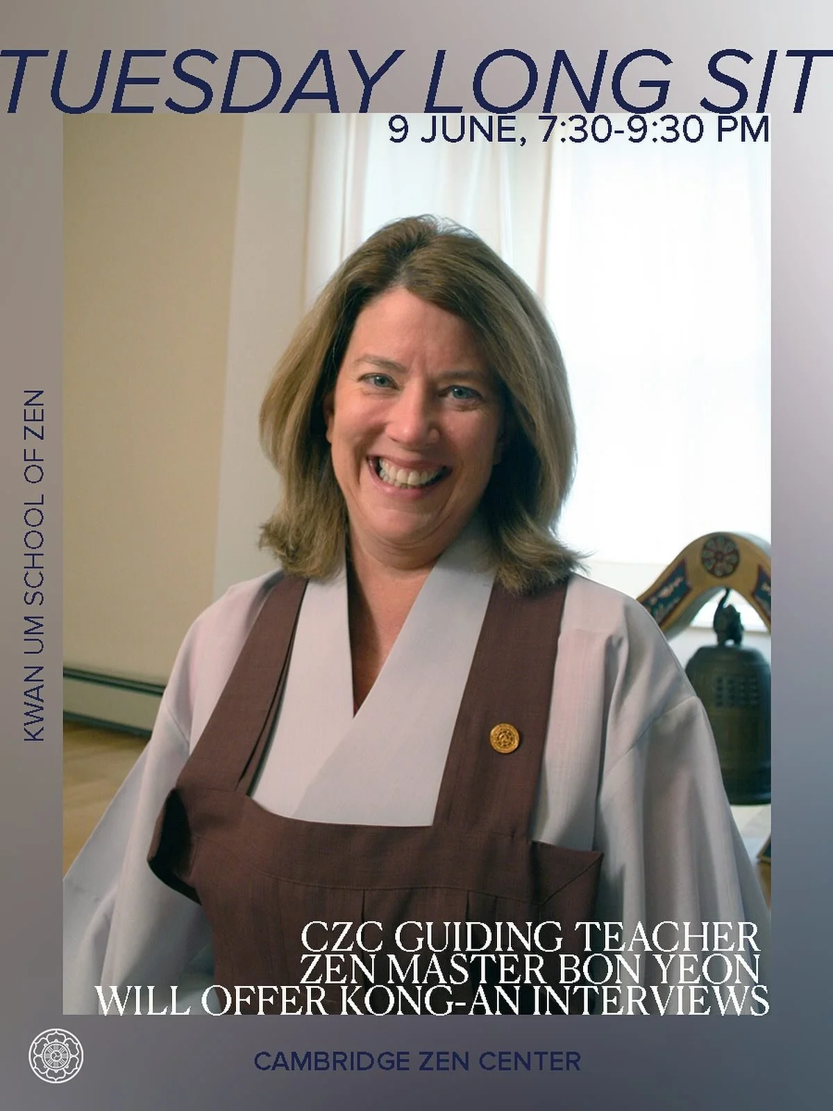 Join us tonight after guest dinner for Tuesday long sit with our Guiding Teacher Zen Master Bon Yeon 🙏Interviews are an opportunity to discuss life and practice with a teacher and work on Kong-an practice. 

Every Tuesday, we host an extended evenin