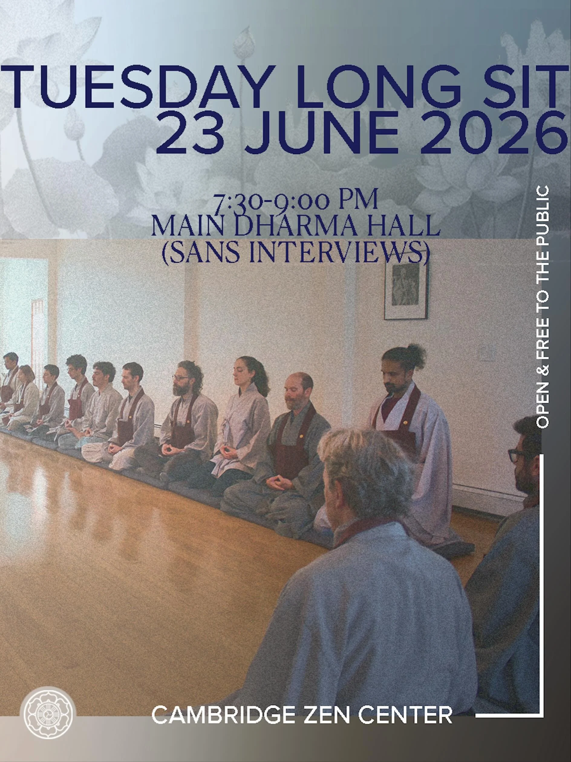 Please note this evening&rsquo;s Tuesday long sit will not include interviews 🪷🙏 

Tuesday Long Sittings are an extended period of alternating sitting and walking meditation that supports deeper concentration, steadiness, and continuity of practice