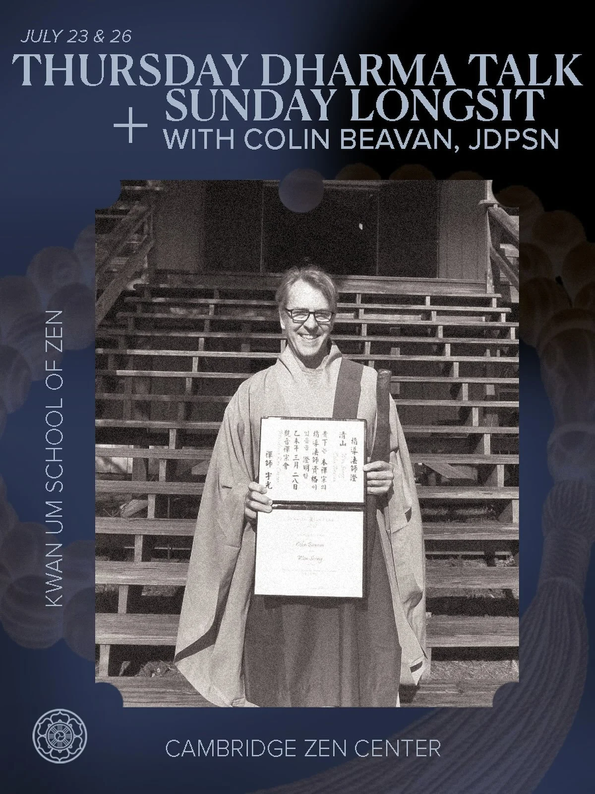 We&rsquo;re looking forward to Colin Beavan, JDPSN&rsquo;s mid-summer visit with us tomorrow for Thursday evening&rsquo;s Dharma Talk&mdash;after an intro talk by former CZC resident Natalie Watson, DT&mdash;from 7:30-8:30pm + this Sunday&rsquo;s lon