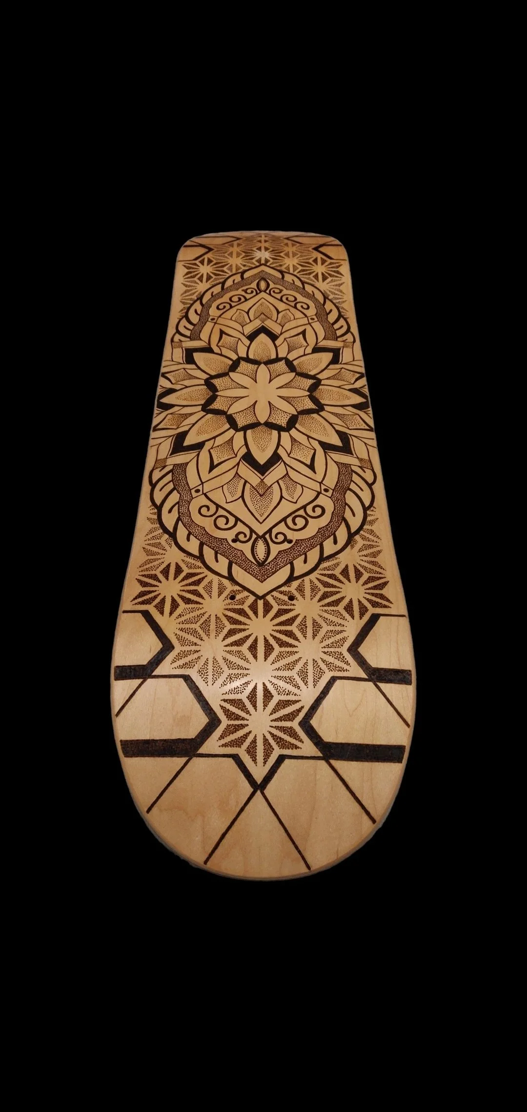 Pyrography Geometric Mandala Skateboard