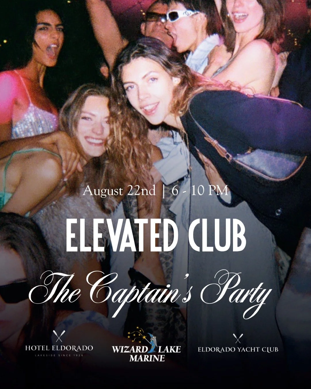 It's back!

Elevated Club returns Aug. 22 at 6 PM

This time, the Hotel Eldorado, Eldorado Yacht Club, and Wizard Lake Marine are partnering to bring the biggest boat party of the year to our famed rooftop!

Included with your ticket:
- 2 drinks
- Ac