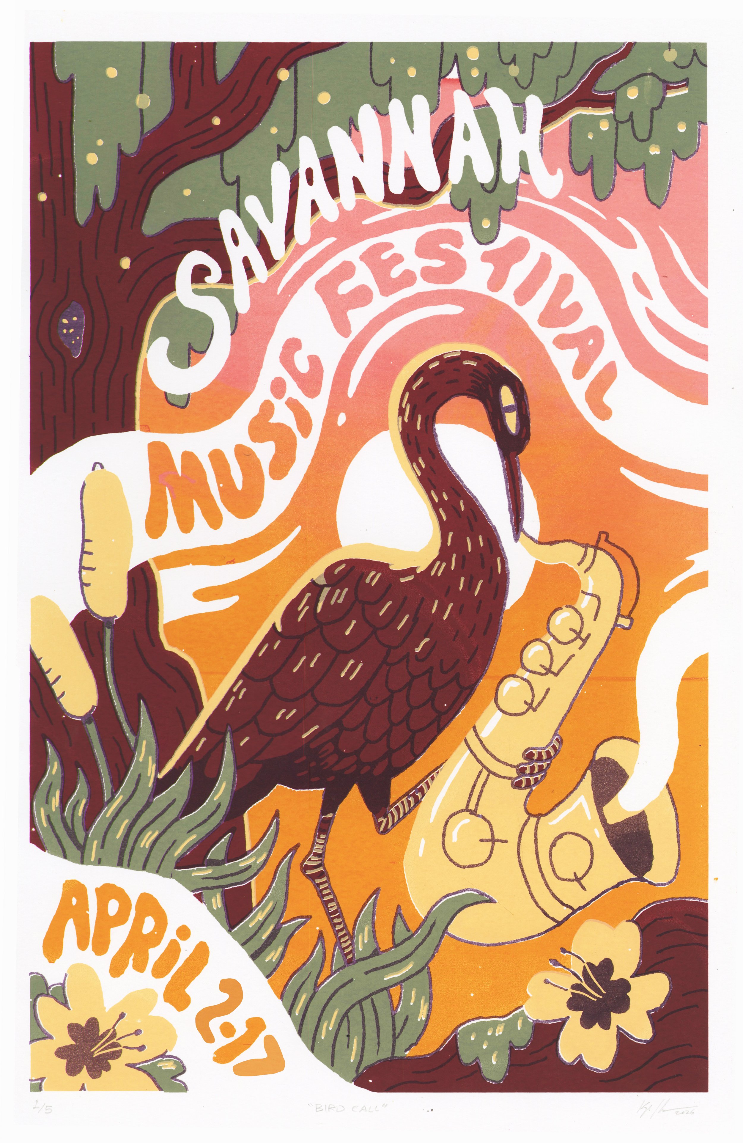 Mock Savannah Music Festival Poster, 2026, Screenprint