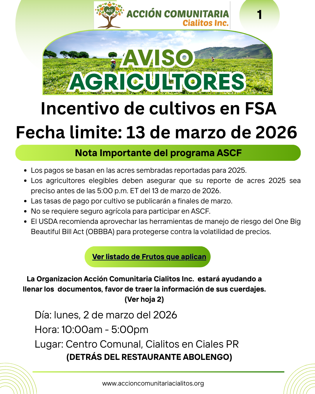 Registro e Incentivo de FSA 