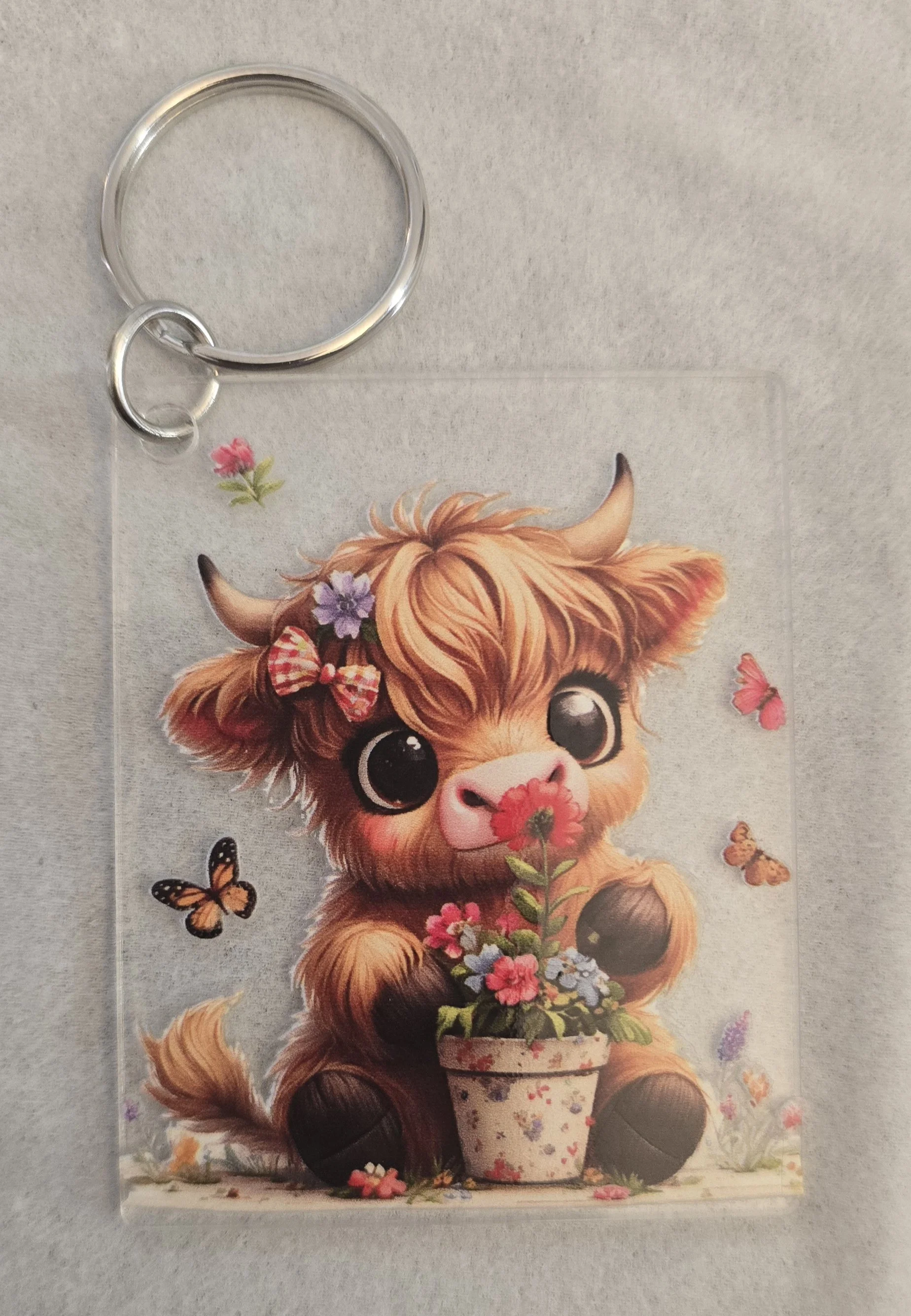 Highland Cow Charm Keychain