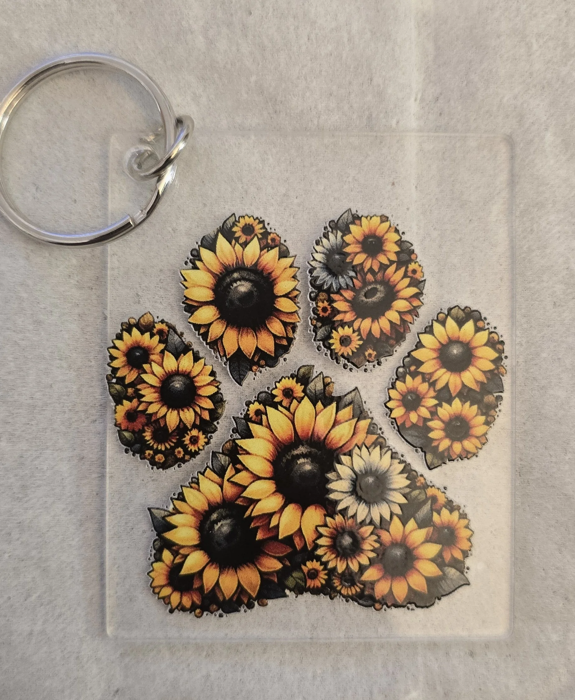 Sunflower Paw Print Keychain